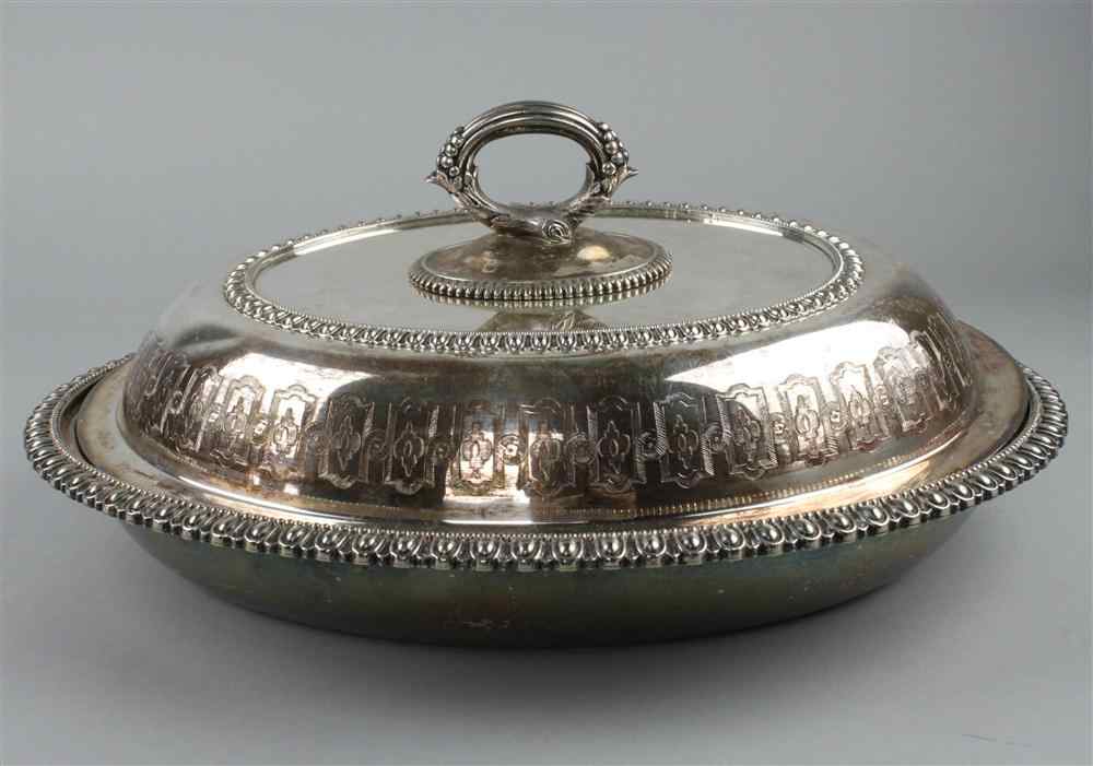 Appraisal: LARGE SILVER PLATE OVAL ENTREE DISH AND COVER the oval