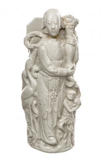 Appraisal: A BLANC-DE-CHINE IMMORTALS WALL VASE depicting a standing deity holding