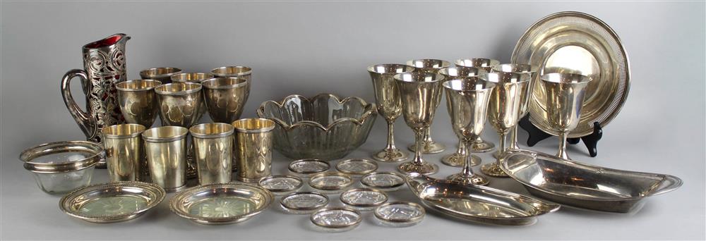 Appraisal: GROUP OF THIRTY-SIX AMERICAN SILVER AND SILVER MOUNTED GLASS TABLEWARES