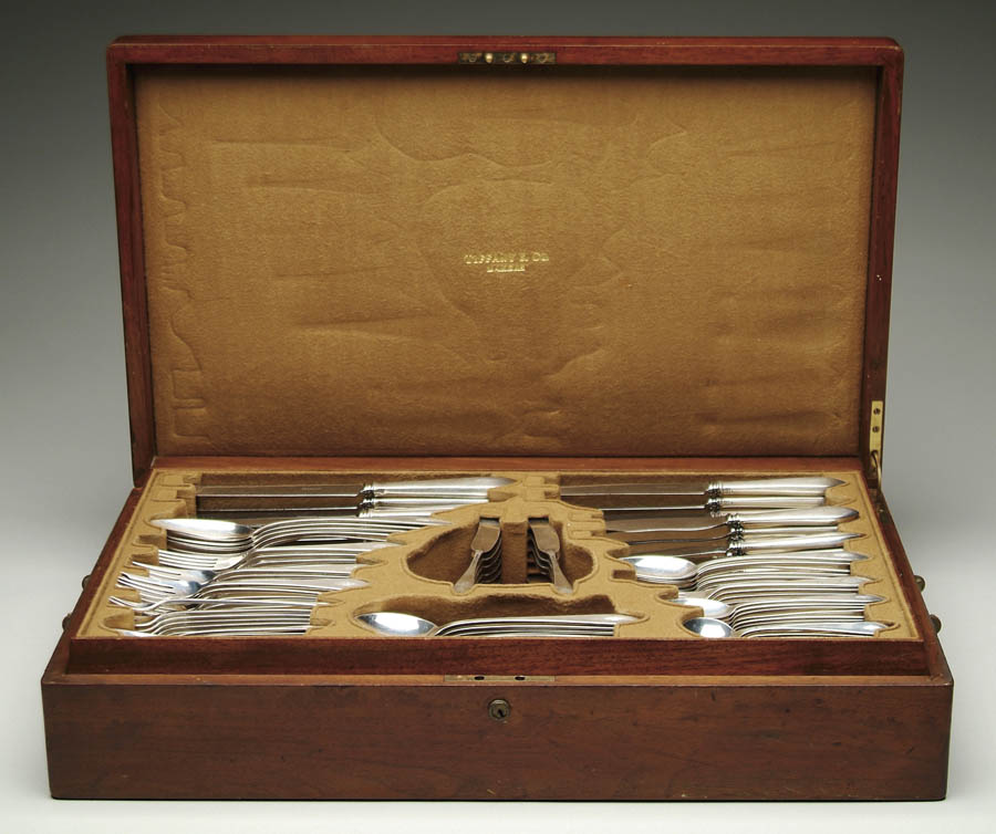 Appraisal: FINE CASED -PIECE STERLING FLATWARE SET BY TIFFANY COMPANY IN