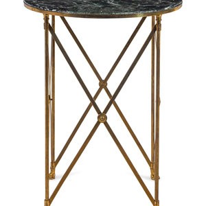 Appraisal: A Neoclassical Style Brass Marble-Top Side Table th Century Height