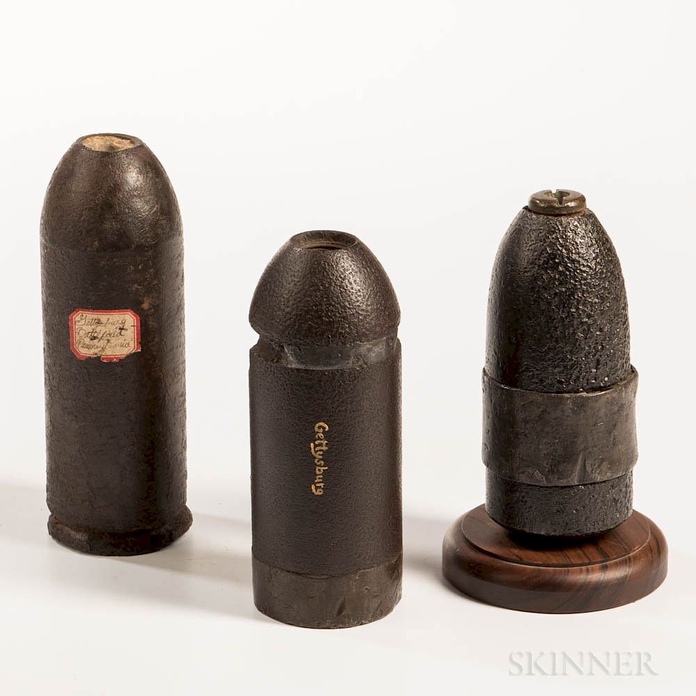 Appraisal: Three Gettysburg Inert Artillery Rounds Three Gettysburg Inert Artillery Rounds