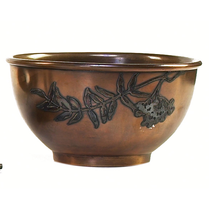 Appraisal: Heintz bowl sterling on bronze applied leaf and berry design