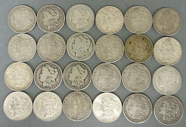 Appraisal: - Twenty-four Morgan silver dollars- ea ea ea and ea