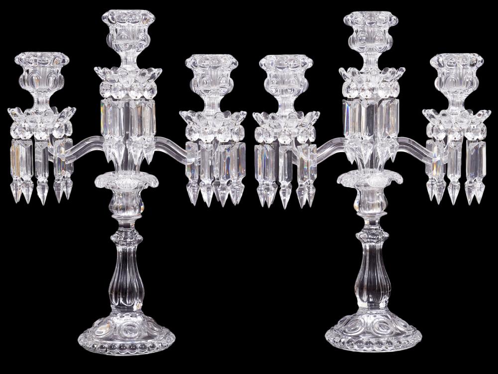 Appraisal: PR BACCARAT LIGHT CRYSTAL CANDELABRASPair of Baccarat clear crystal light