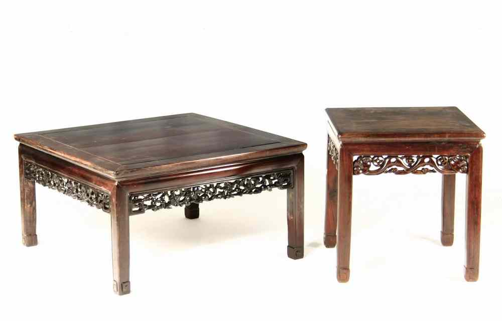 Appraisal: STANDS - Lot of two solid rosewood Chinese export stands