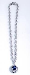 Appraisal: K White Gold Link Necklace with an oval pendant with