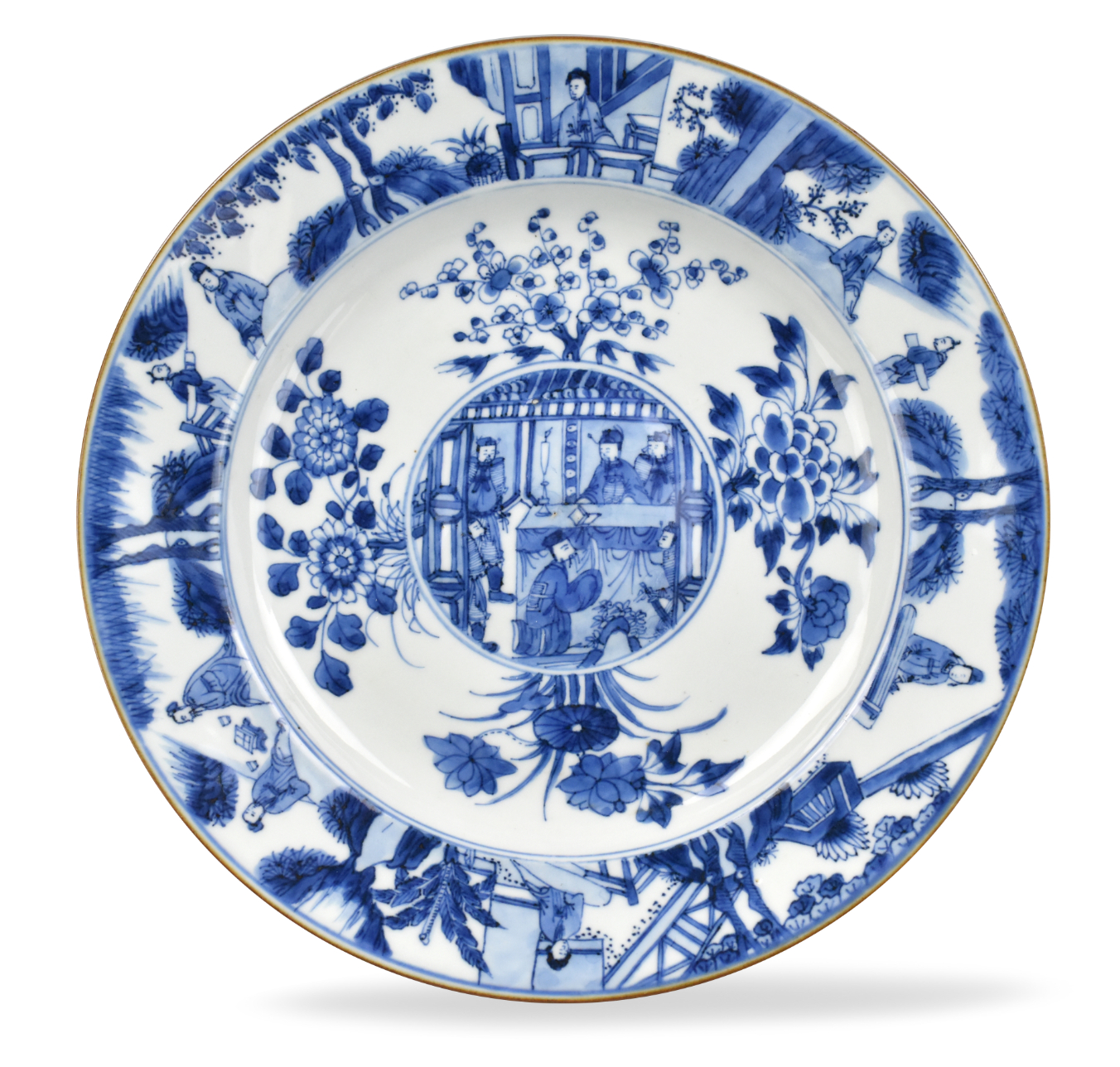 Appraisal: Chinese Kangxi Period blue white plate with figures in scenes