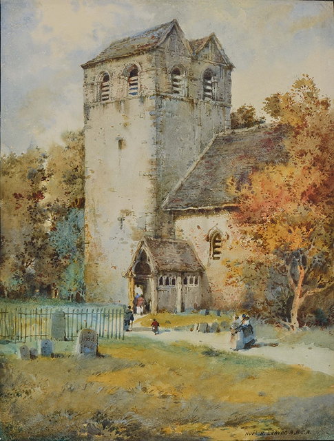 Appraisal: NOEL HARRY LEAVER - Figures approaching The Parish Church of