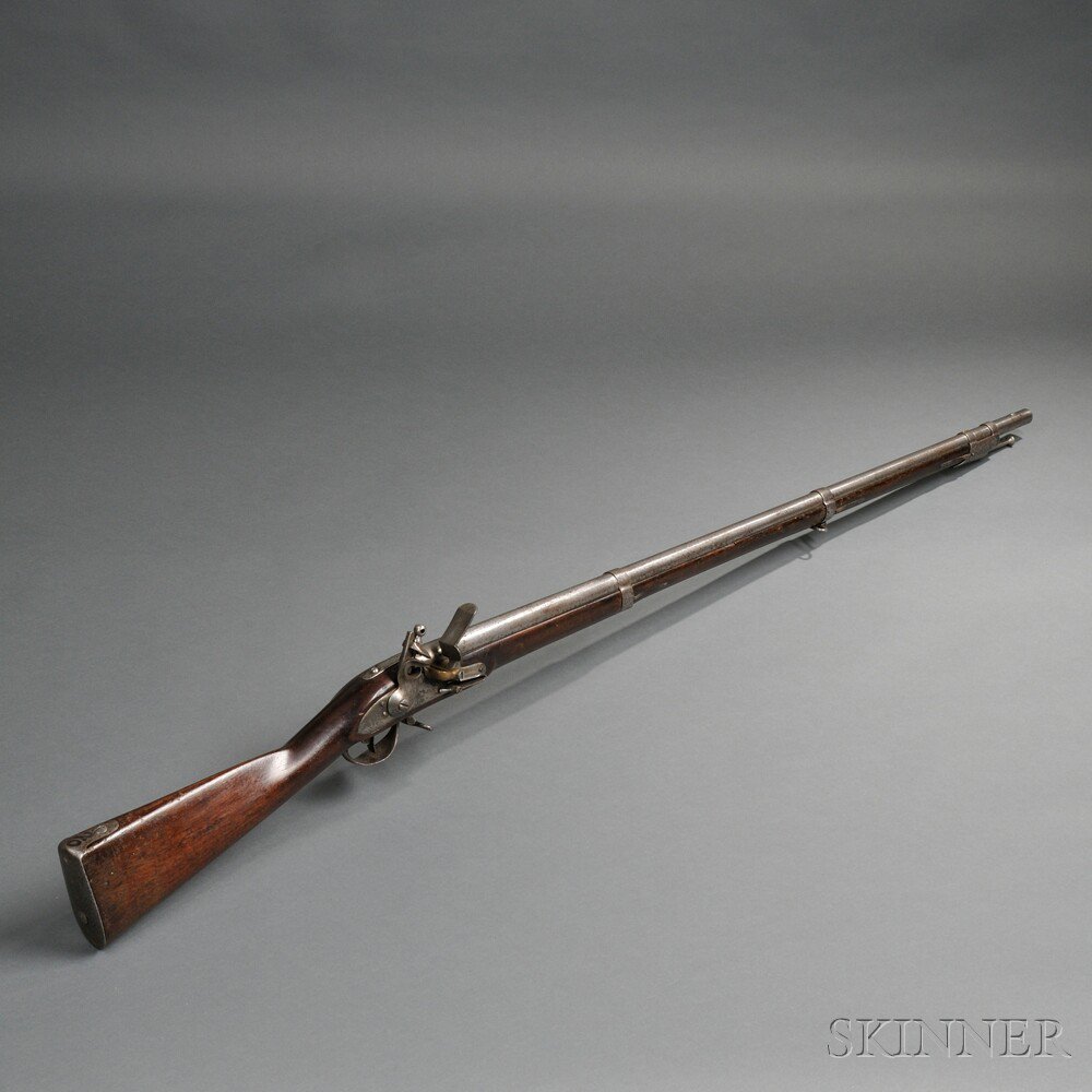 Appraisal: Model Flintlock Musket c walnut stock with two cartouche marks