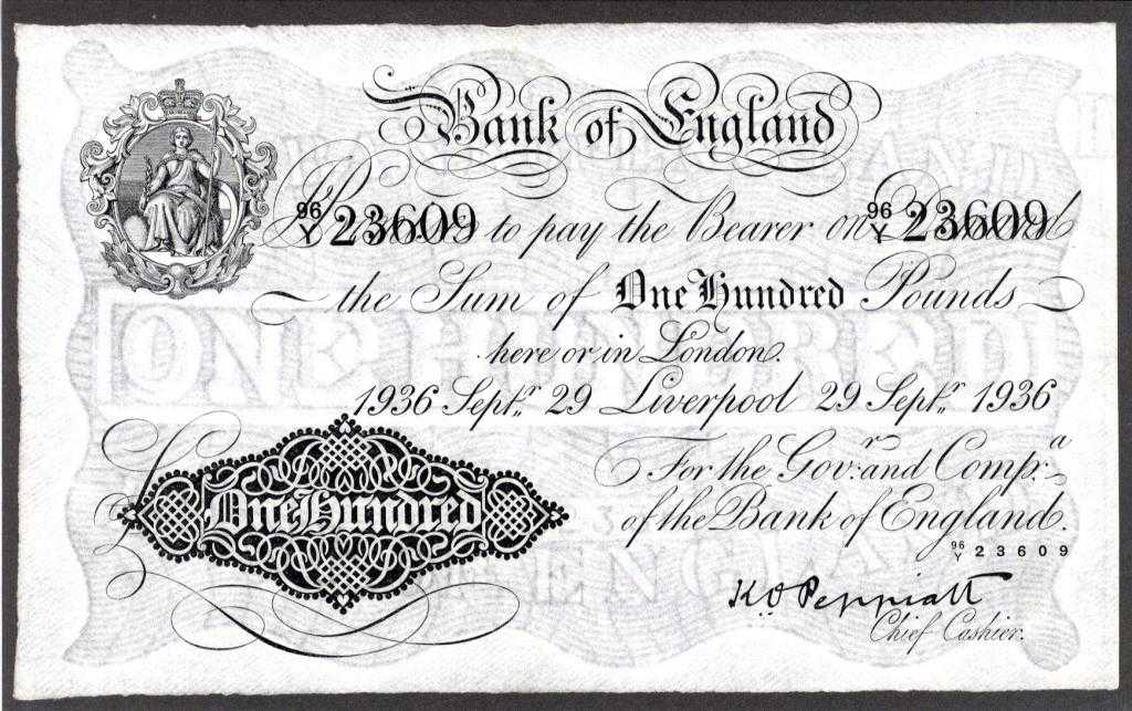 Appraisal: BANK OF ENGLAND K O PEPPIATT WHITE ONE HUNDRED POUNDS