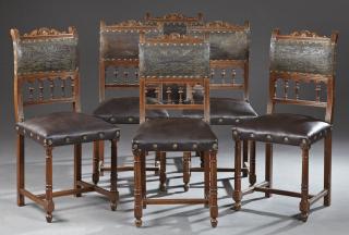 Appraisal: Set of Six French Henri II Style Carved Beech Dini