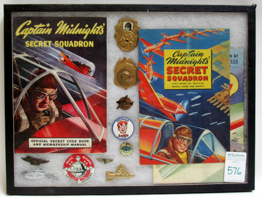 Appraisal: COLLECTION OF CAPTAIN MIDNIGHTS SECRET SQUADRON ITEMS official secret code