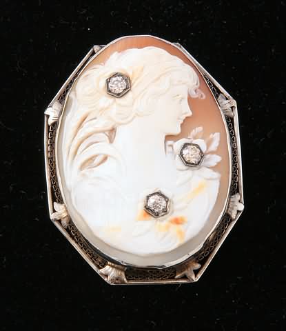 Appraisal: KW Frame around X oval shell cameo accented with -