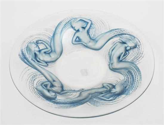 Appraisal: A RENE LALIQUE CALYPSO BLUE GLASS BOWL MODEL INTRODUCED Shallow