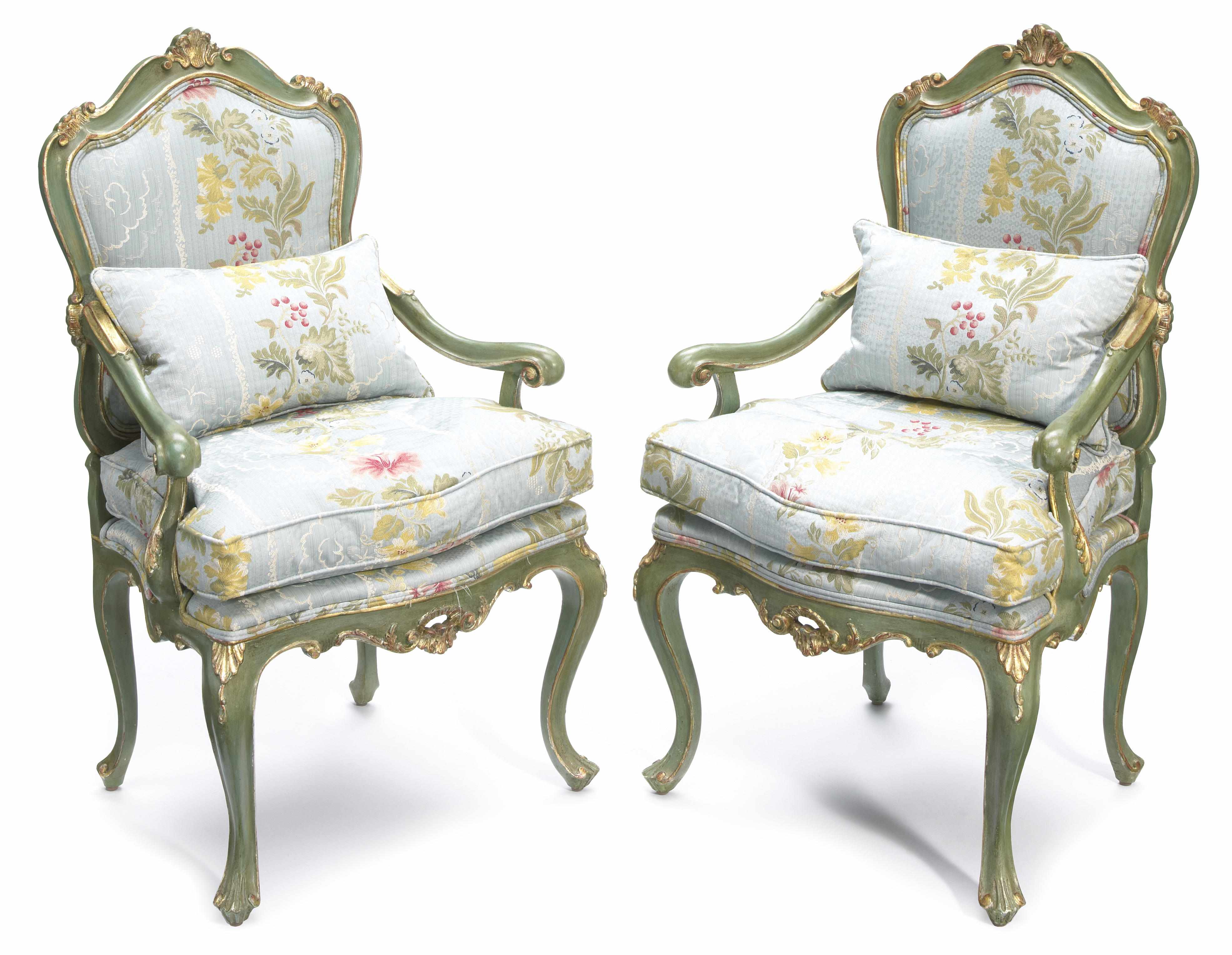 Appraisal: A pair of Venetian Rococo style parcel gilt and green