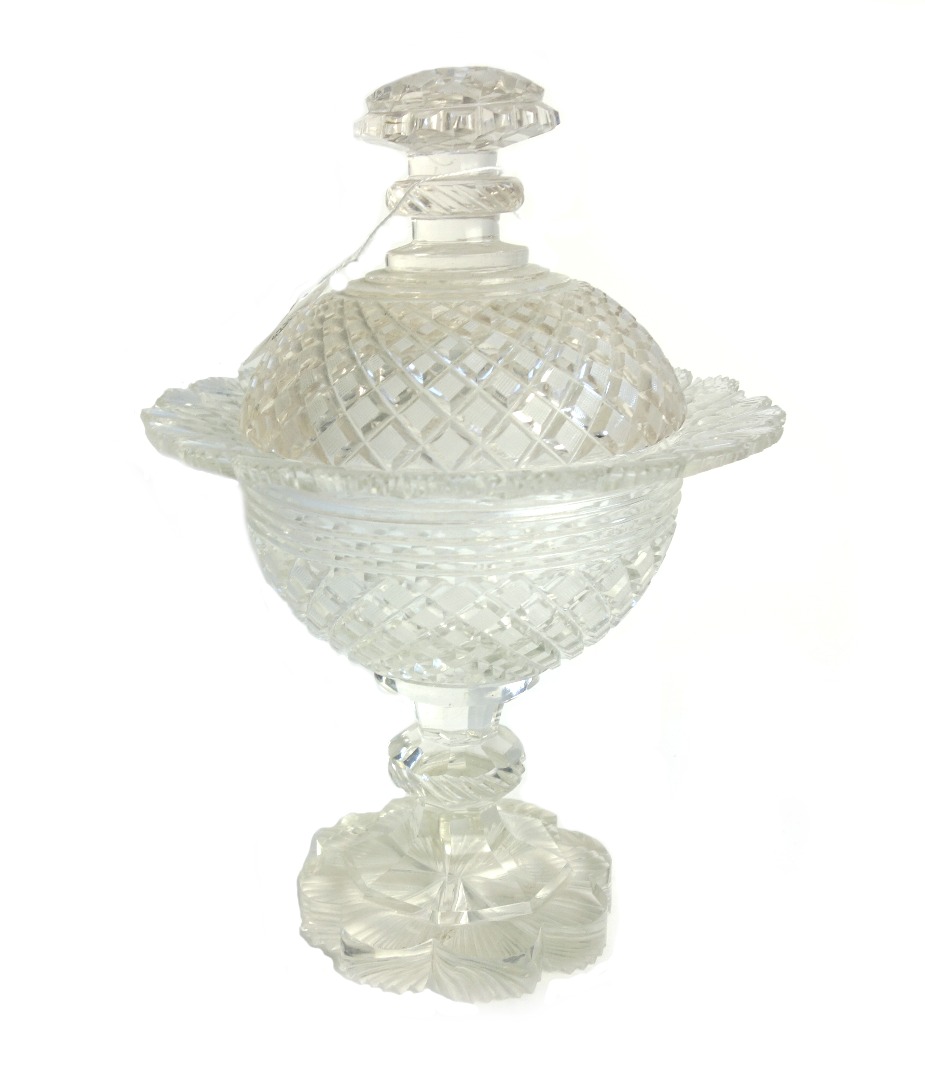 Appraisal: A th century glass sweetmeat and cover cm high a