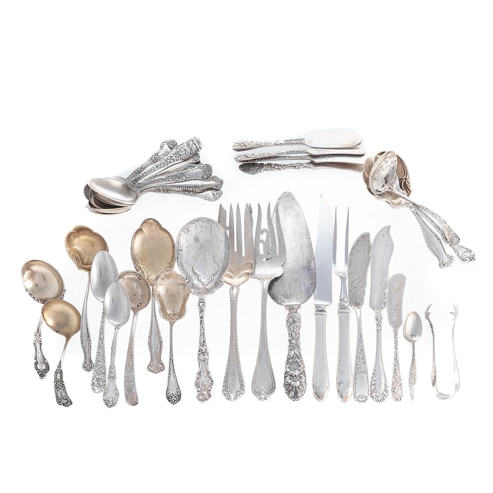 Appraisal: Assorted Sterling Silver Flatware Serving Pieces Including Baltimore repousse by