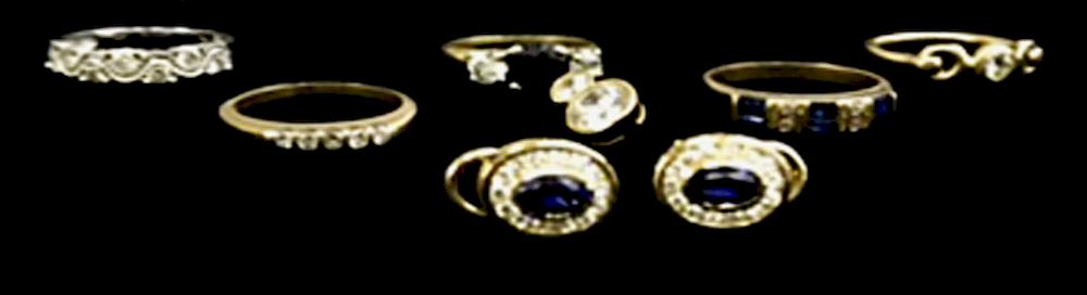 Appraisal: Karat Gold Saphire Earrings Gold Rings Etc Karat gold and