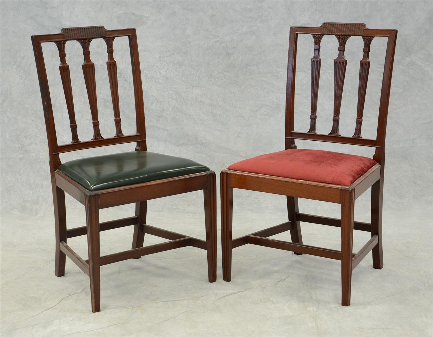 Appraisal: Pair of carved mahogany Sheraton dining room chairs molded front