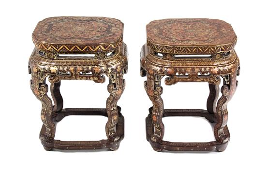 Appraisal: Sale Lot A Pair of Chinese Export Lacquer Tabourets th