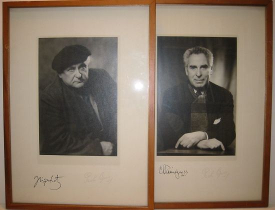 Appraisal: ARTISTS Two Photographs Signed Chaim Gross Jacques Lipchitz Each a