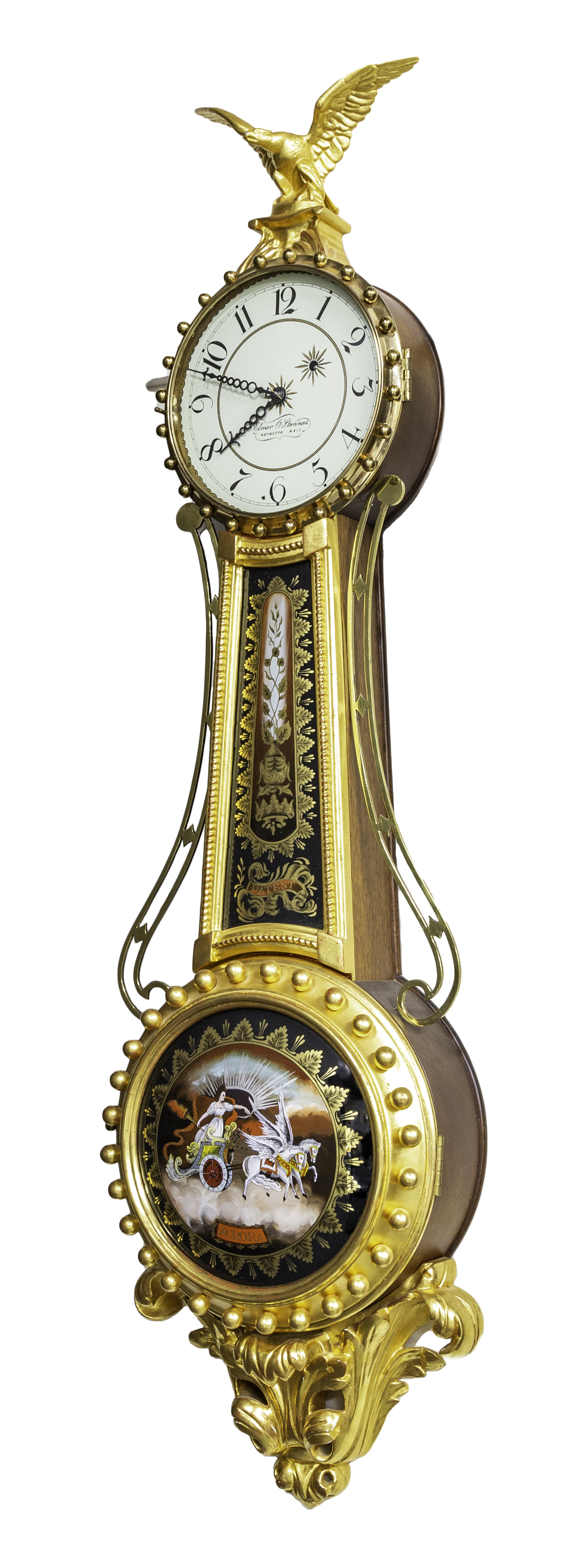 Appraisal: ELMER O STENNES GIRANDOLE BANJO CLOCK elaborate gilt case painted