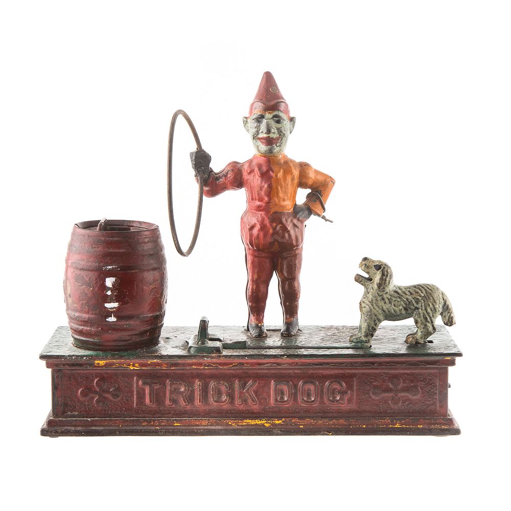 Appraisal: Trick Dog Cast Iron Mechanical Bank Dated by J E