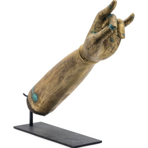 Appraisal: A Chinese Gilt Bronze Buddha Hand cast as a large