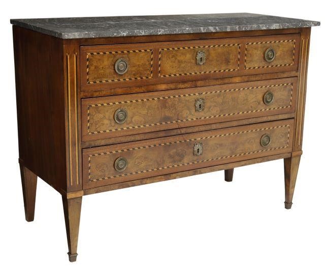 Appraisal: French Louis XVI style marble-top walnut commode late th c