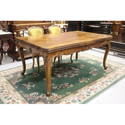 Appraisal: French Louis XV style parquetry drawer leaf dining table approx