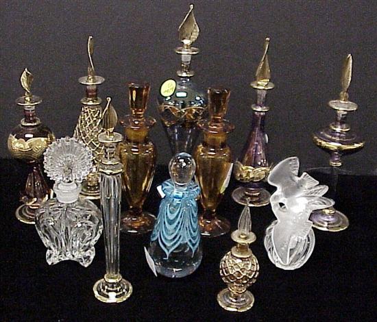 Appraisal: Twelve perfume bottles two amber two violet two blue two