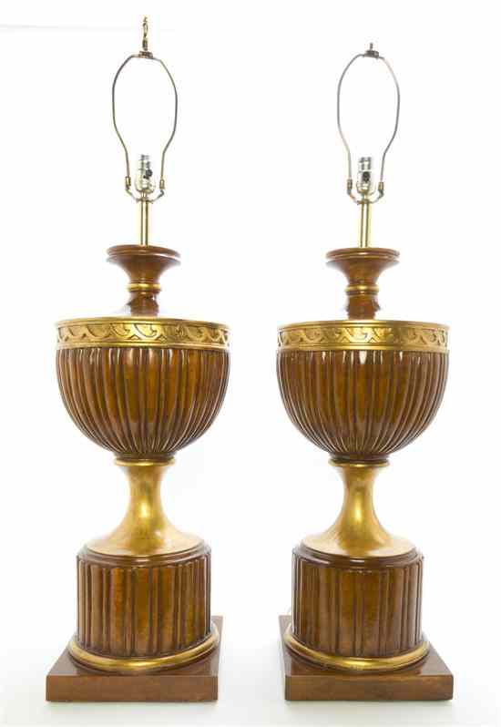 Appraisal: A Pair of Faux Grain and Parcel Gilt Table Lamps