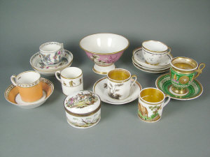 Appraisal: Selection of continental porcelain to include a Paris pink ground