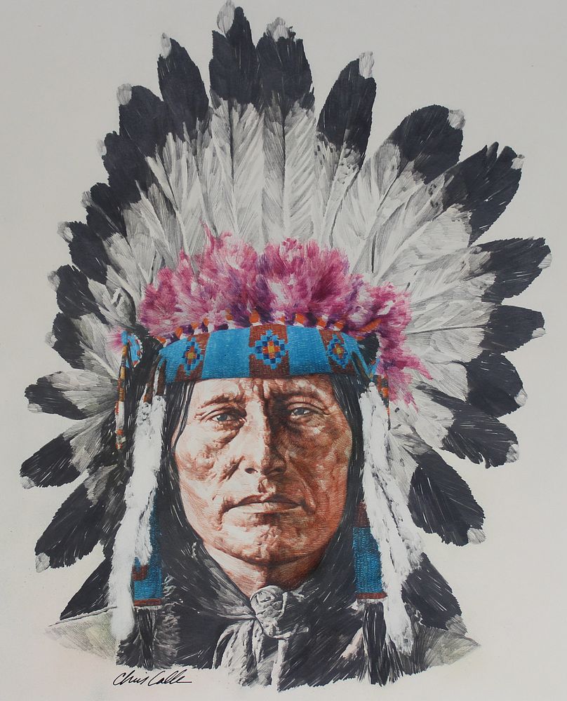 Appraisal: Chris Calle B Flathead Headdress Chris Calle American B Flathead