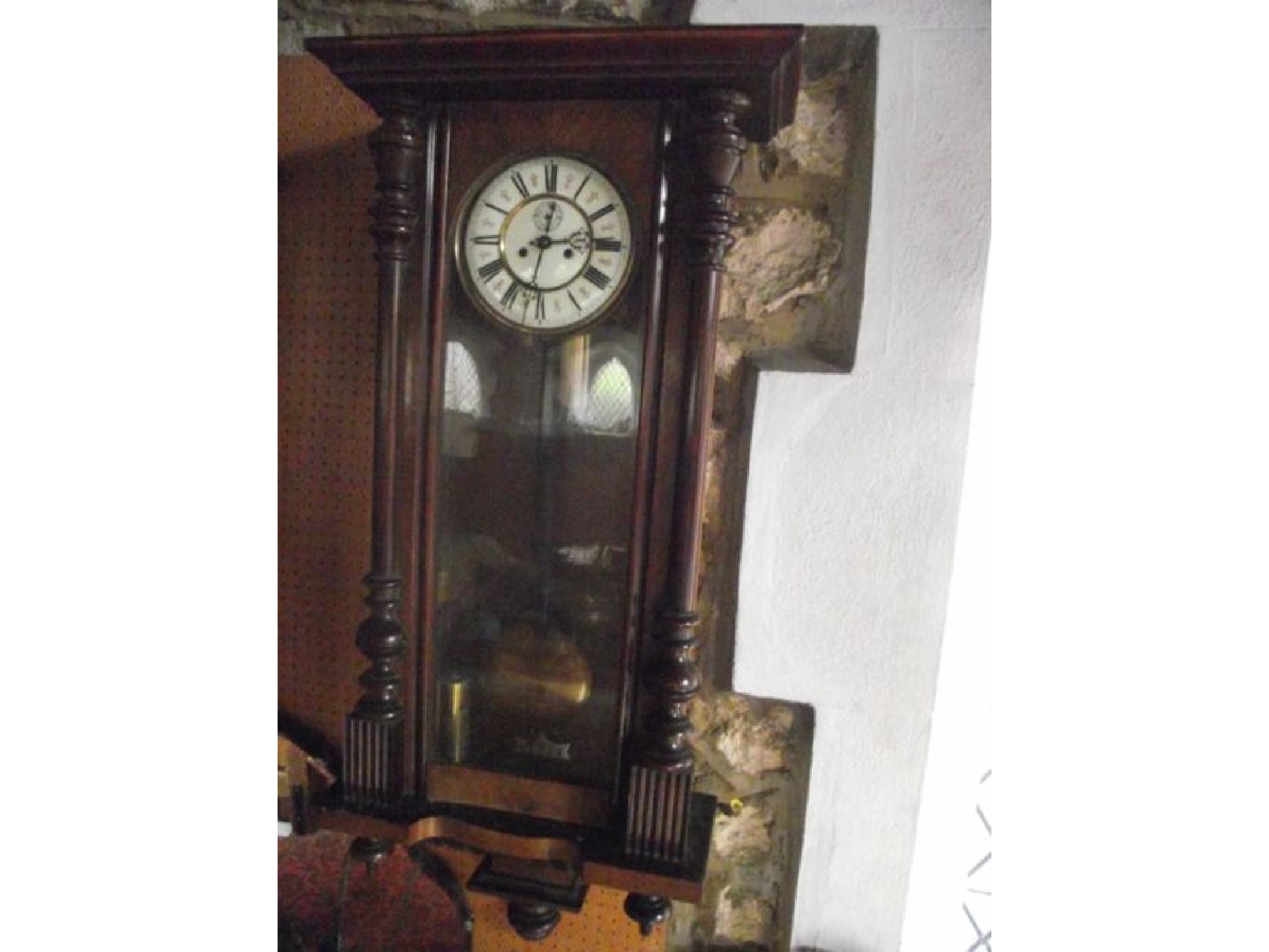 Appraisal: A th century Vienna regulator style wall clock the walnut