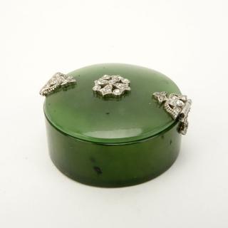 Appraisal: Antique Russian Platinum and Rose Cut Diamond Mounted Nephrite Jade