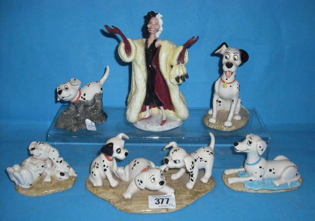 Appraisal: A Collection of Royal Doulton Disney Dalmations Figures Cruella De