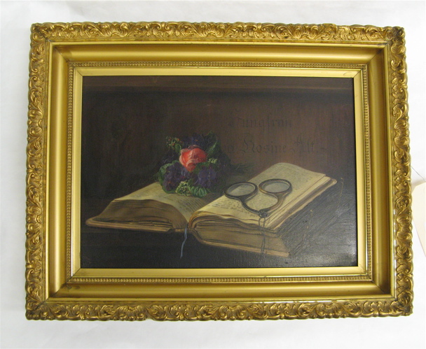 Appraisal: BRITISH SCHOOL TH CENTURY OIL ON PANEL Still life with