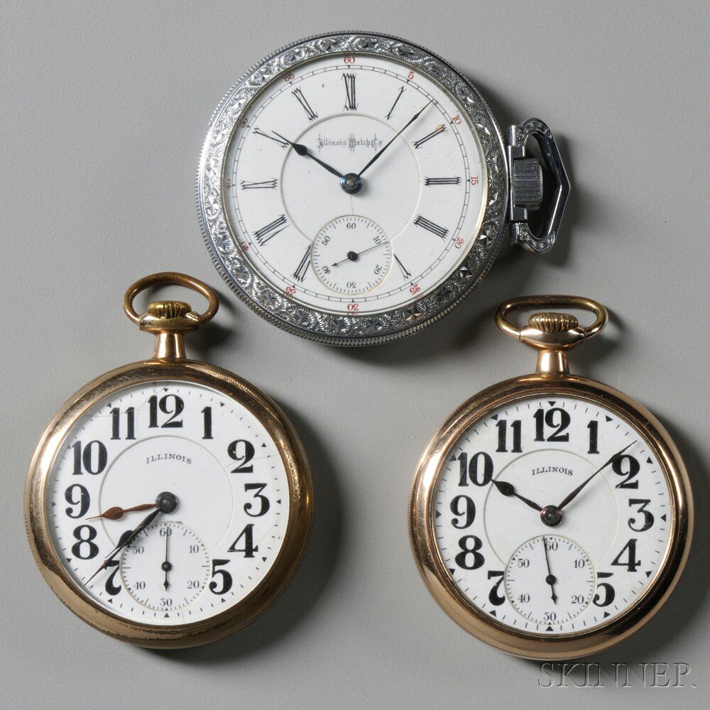 Appraisal: Three Illinois Bunn Special Open Face Watches Springfield Illinois all