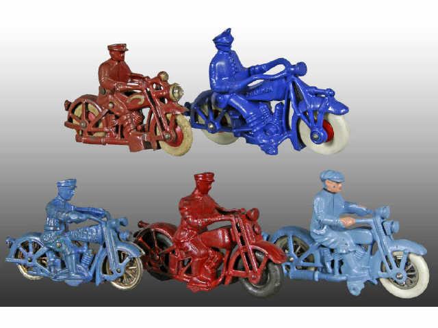 Appraisal: Lot of Cast Iron Motorcycle Toys Description Includes four Hubley