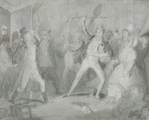 Appraisal: George Cruikshank British - A rowdy domestic scene Graphite and