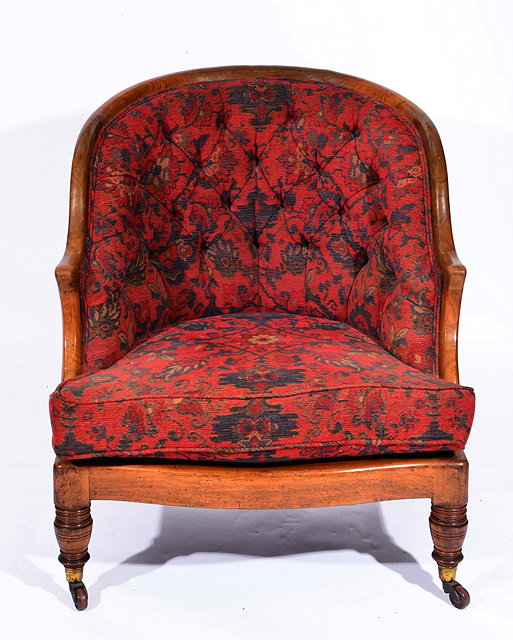 Appraisal: A LARGE VICTORIAN CARVED WALNUT GENTLEMAN'S ARMCHAIR with moulded frame