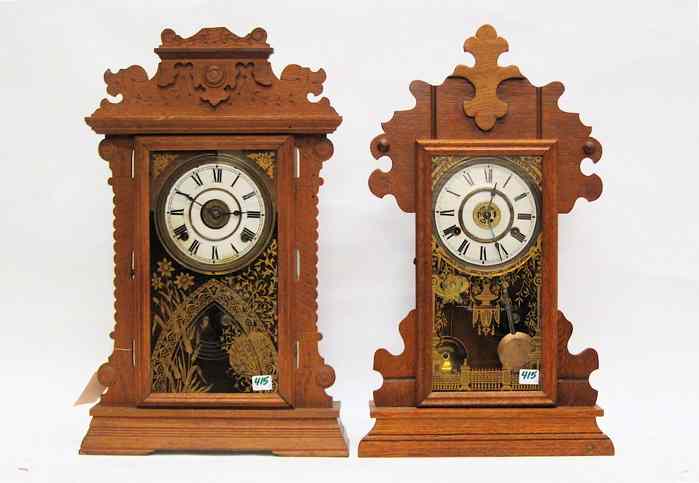 Appraisal: TWO AMERICAN OAK CASED KITCHEN CLOCKS Seth Thomas and New