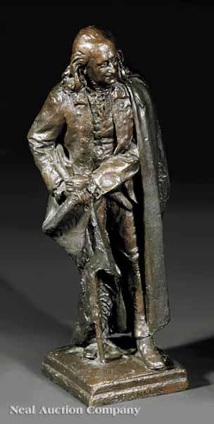 Appraisal: An American Cast Bronze Sculpture of The Elder Franklin after