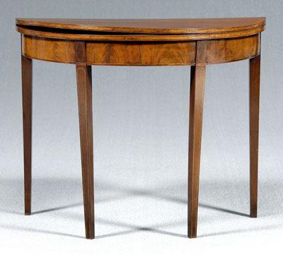 Appraisal: American Federal inlaid card table mahogany with maple and pine