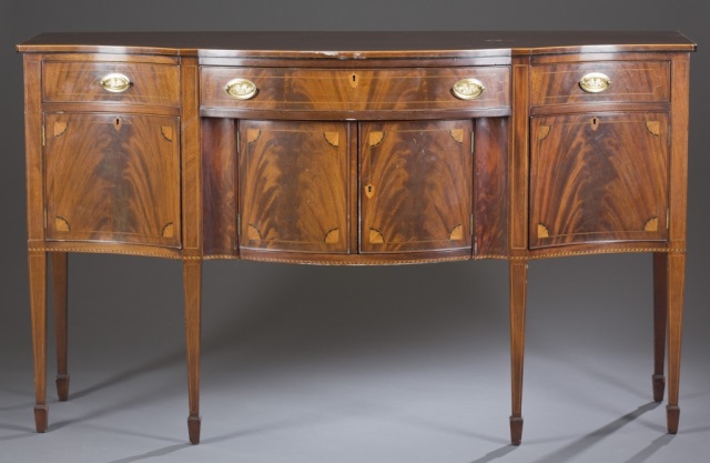 Appraisal: Mahogany with satinwood string and fan inlays Potthast Brothers Furniture