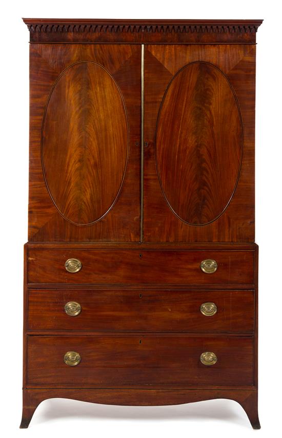 Appraisal: Sale Lot A George III Mahogany Linen Press th th