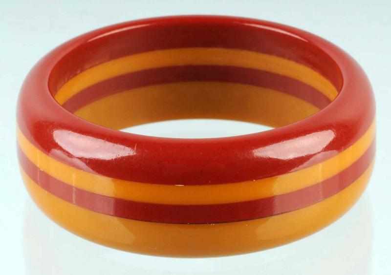 Appraisal: Bakelite Laminated Bracelet Description CORRECTION Bracelet is red and yellow