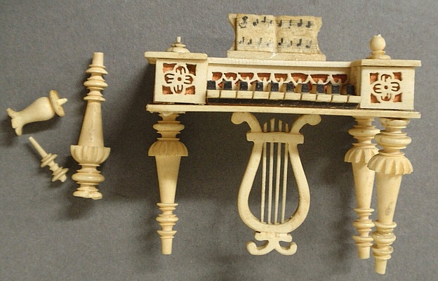 Appraisal: - Napoleonic finely carved bone harpsichord th c As found